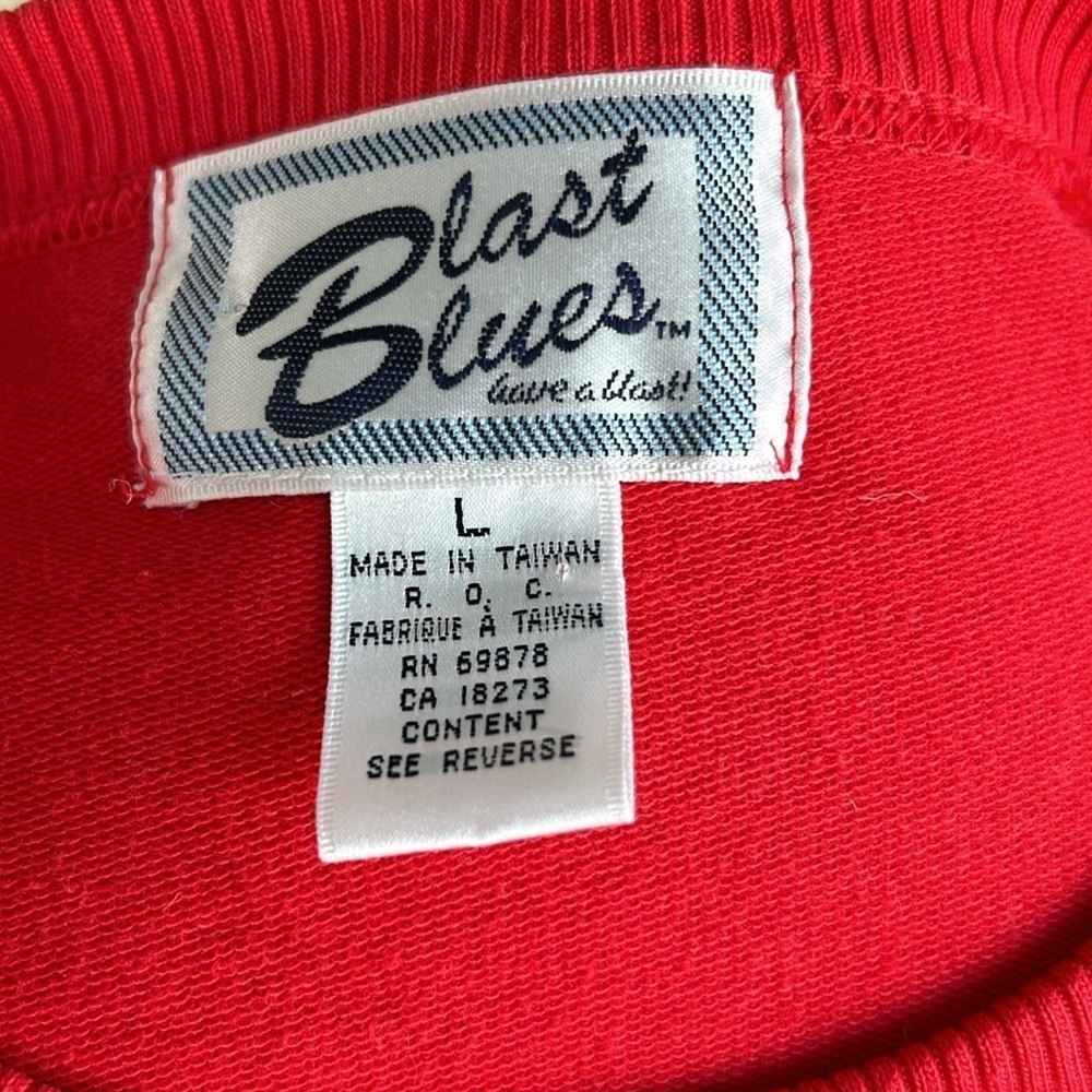 Vintage 80s Blast Blues red crewneck sweatshirt floral ribbon grandma core - Picture 9 of 15